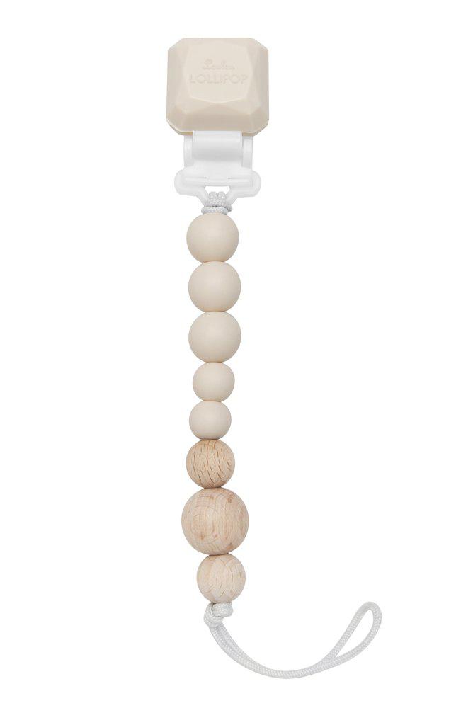 LouLou Lollipop Silicone & Wood Teether & Pacifier Clip - Colour Pop - Coconut Milk-Mountain Baby