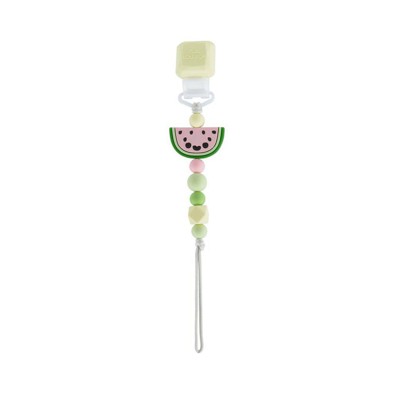 LouLou Lollipop Silicone Teether & Pacifier Clip - Darling - Watermelon-Mountain Baby