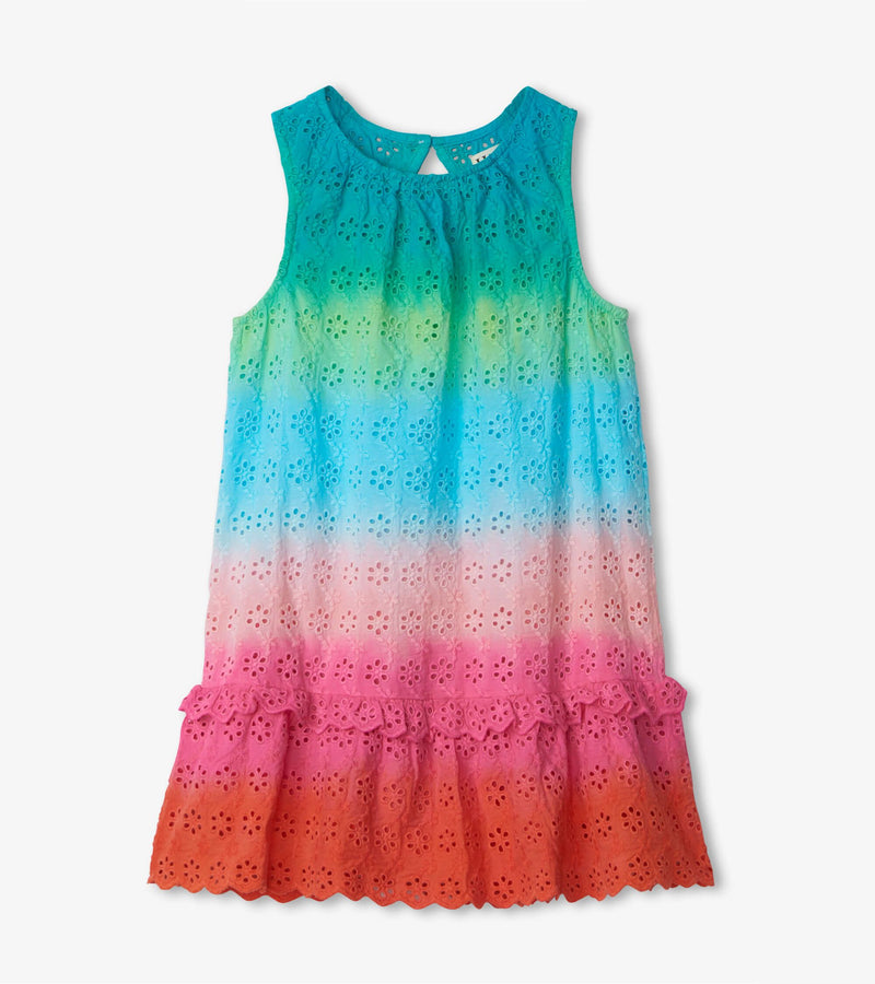 Hatley Dress - Gradient Rainbow Woven Ruffle-Mountain Baby