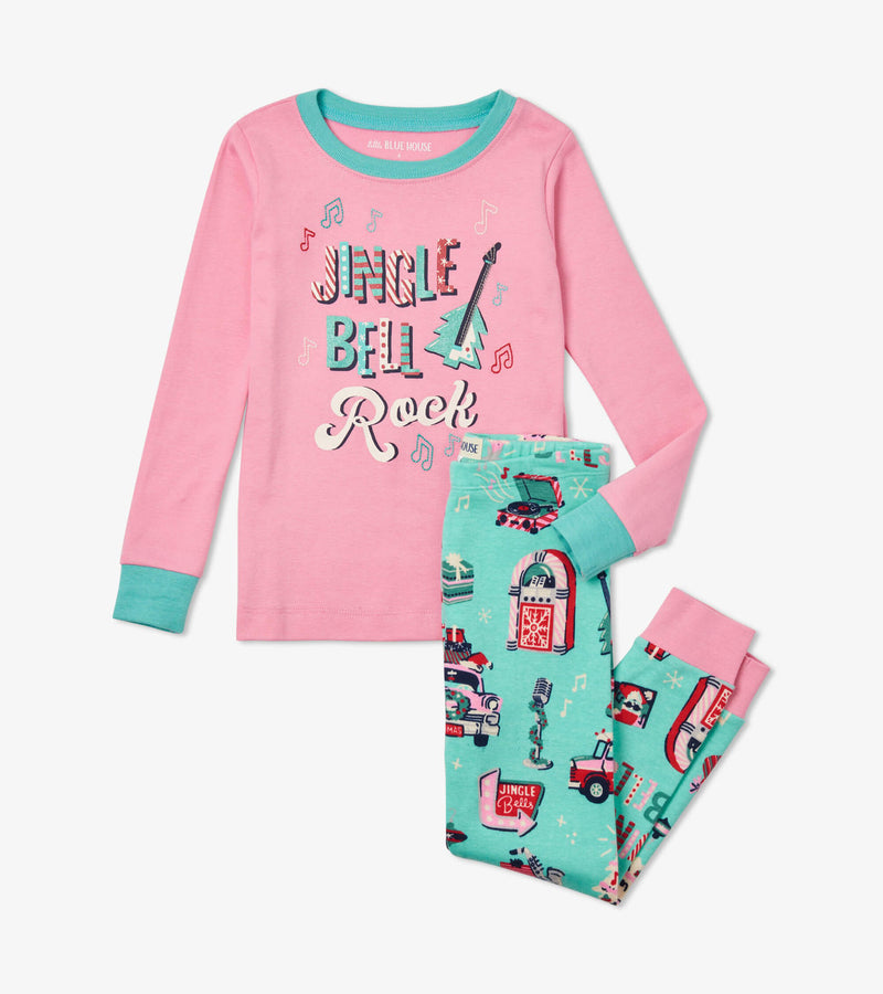 Little Blue House Cotton Pajama Set - Pink Rockin' Holidays Applique-Mountain Baby