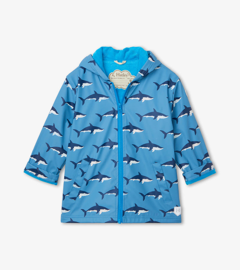 Hatley Splash Raincoat - Colour Changing - Swimming Sharks-Mountain Baby