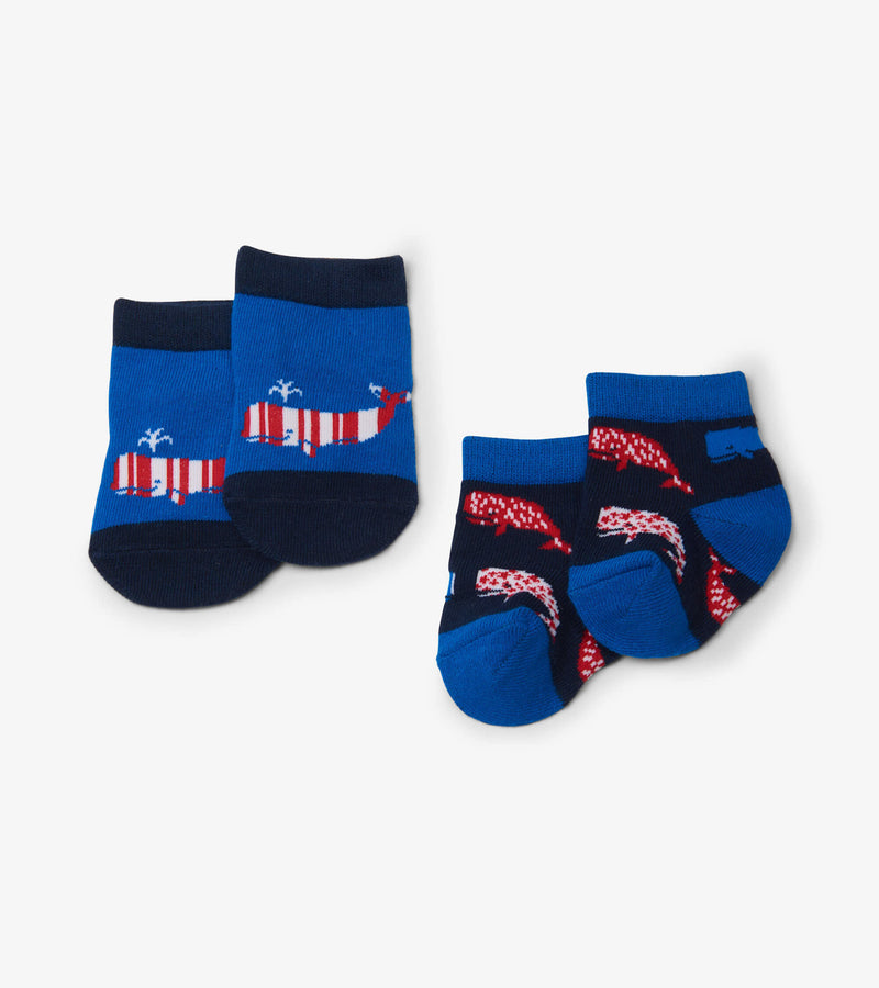 Little Blue House Baby Sock 2 Pack - Nautical Whales Blue-Mountain Baby