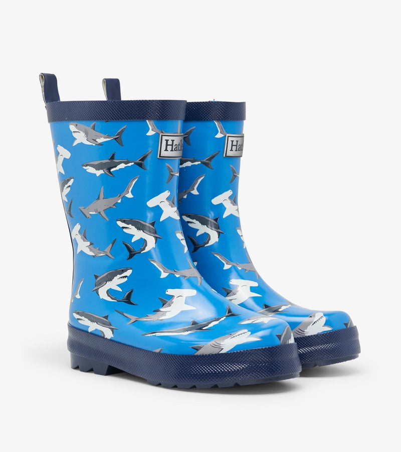 Hatley Rain Boots - Shiny Deep Sea Sharks-Mountain Baby