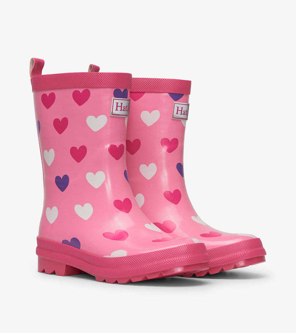 Hatley Rain Boots - Shiny Scattered Hearts-Mountain Baby