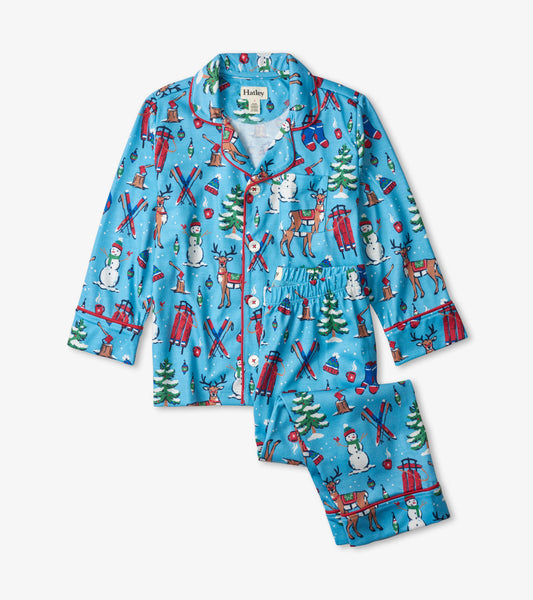 Hatley Button Down Pajama Set - Winter Wonderland-Mountain Baby
