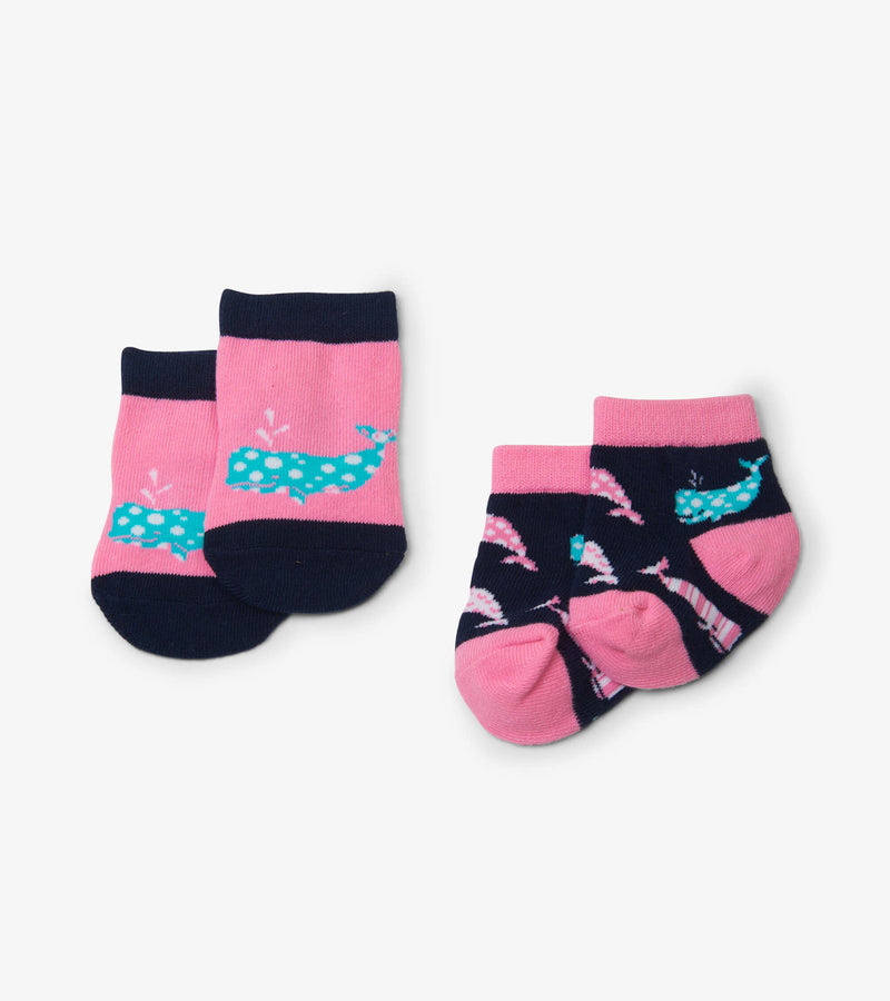 Little Blue House Baby Sock 2 Pack - Nautical Whales Pink-Mountain Baby