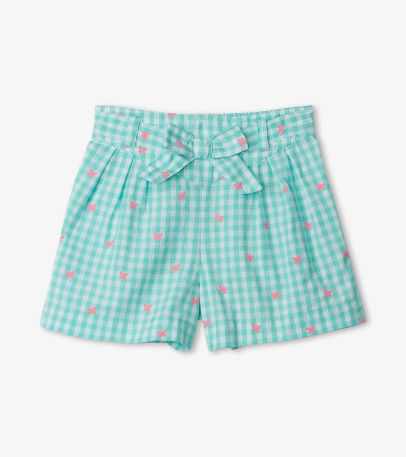 Hatley Shorts - Butterfly Gingham Paper Bag-Mountain Baby