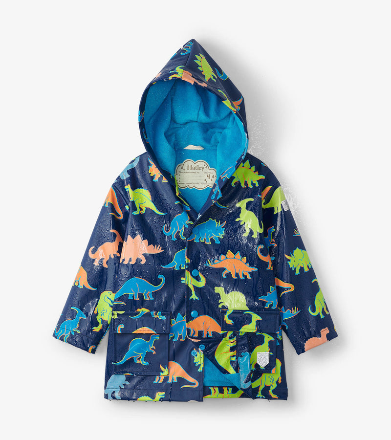 Hatley Splash Raincoat - Colour Changing - Linework Dinos-Mountain Baby