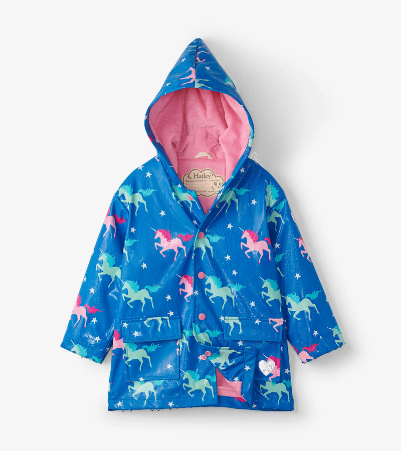 Hatley Splash Raincoat - Colour Changing - Twinkle Unicorns-Mountain Baby