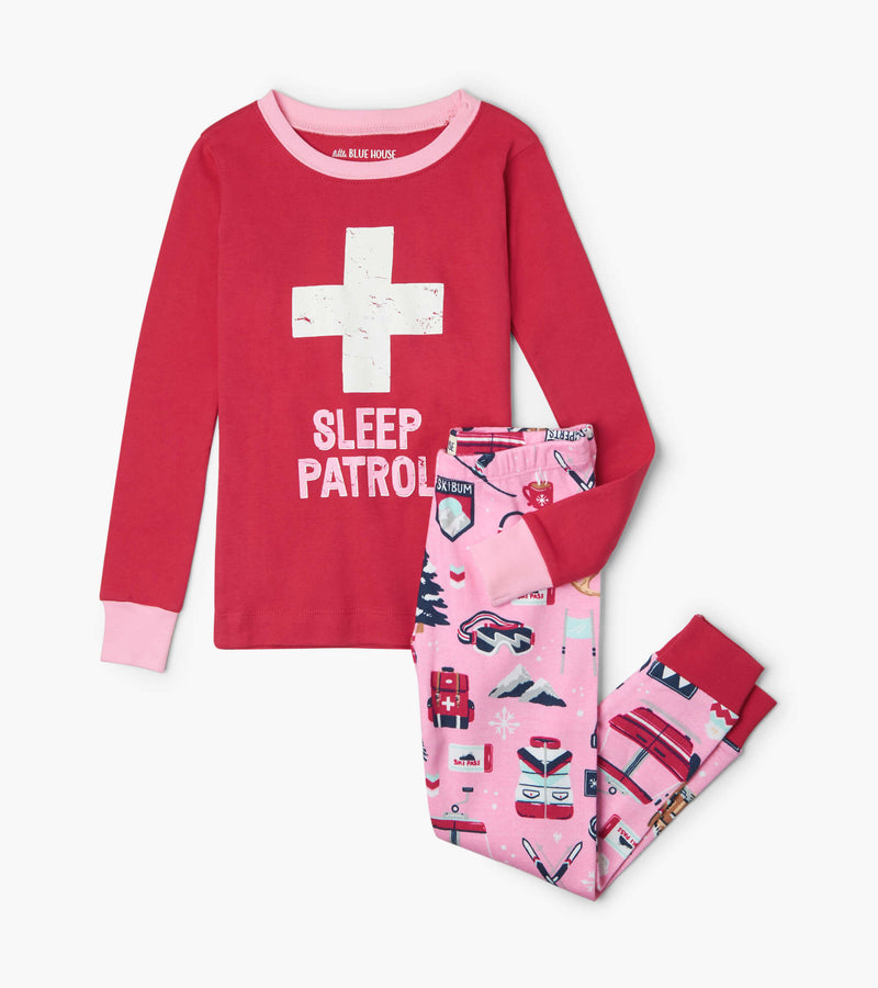 Little Blue House Cotton Pajama Set - Pink Ski Holiday-Mountain Baby