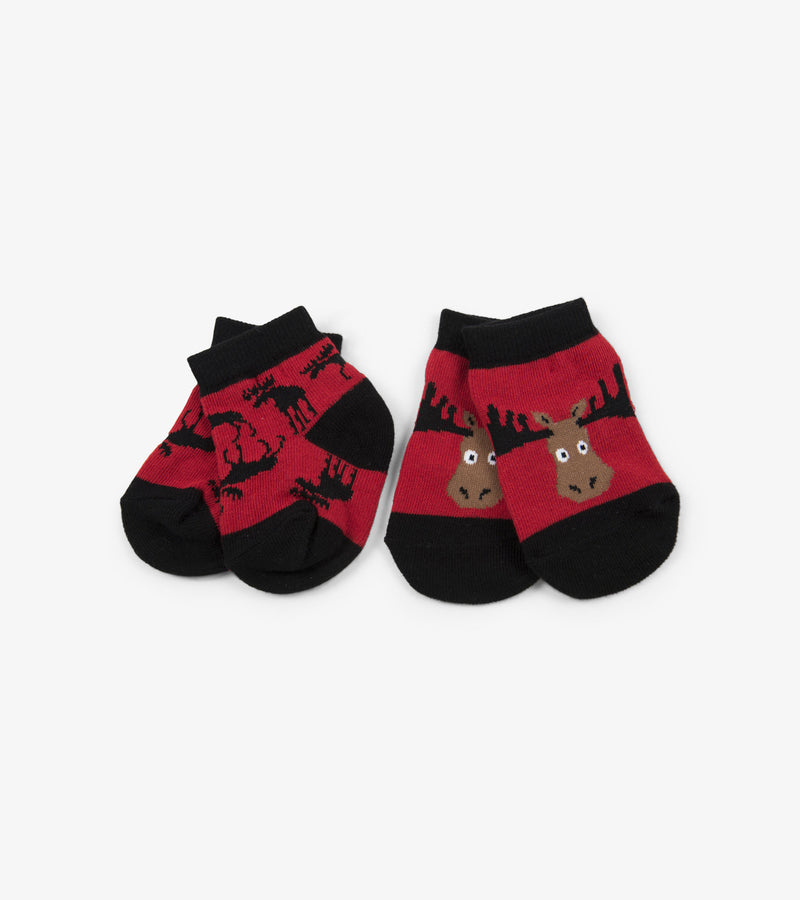 Little Blue House Baby Sock 2 Pack - Moose On Red-Mountain Baby