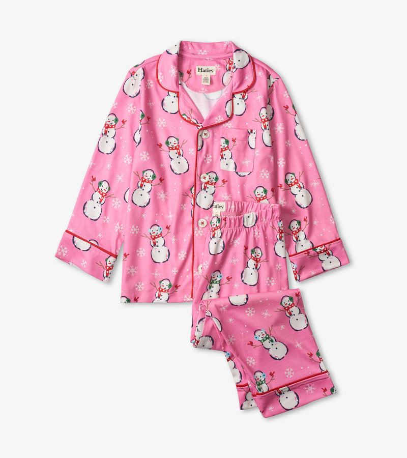 Hatley Button Down Pajama Set - Happy Snow Girls-Mountain Baby