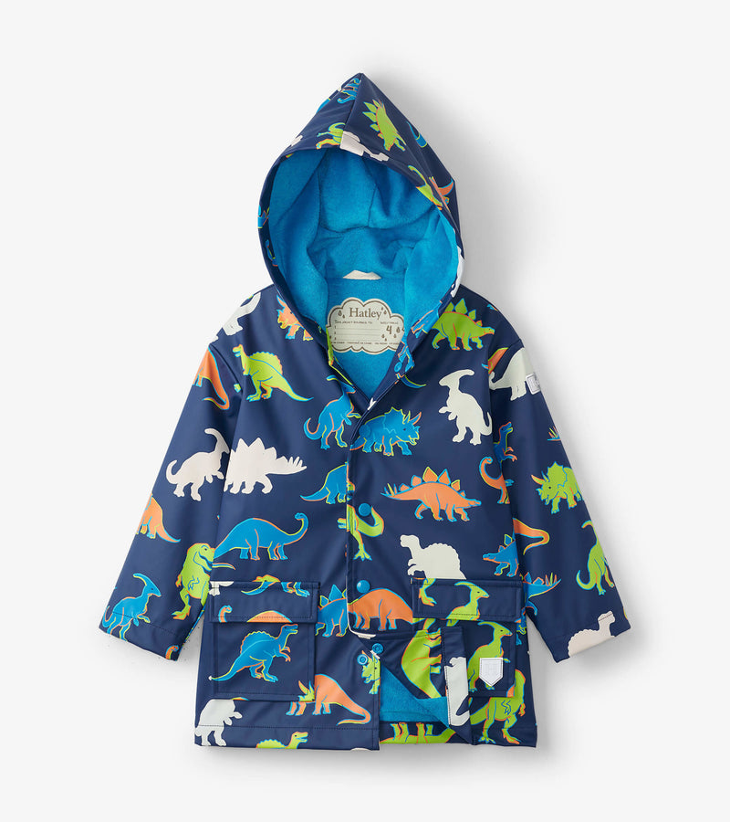 Hatley Splash Raincoat - Colour Changing - Linework Dinos-Mountain Baby