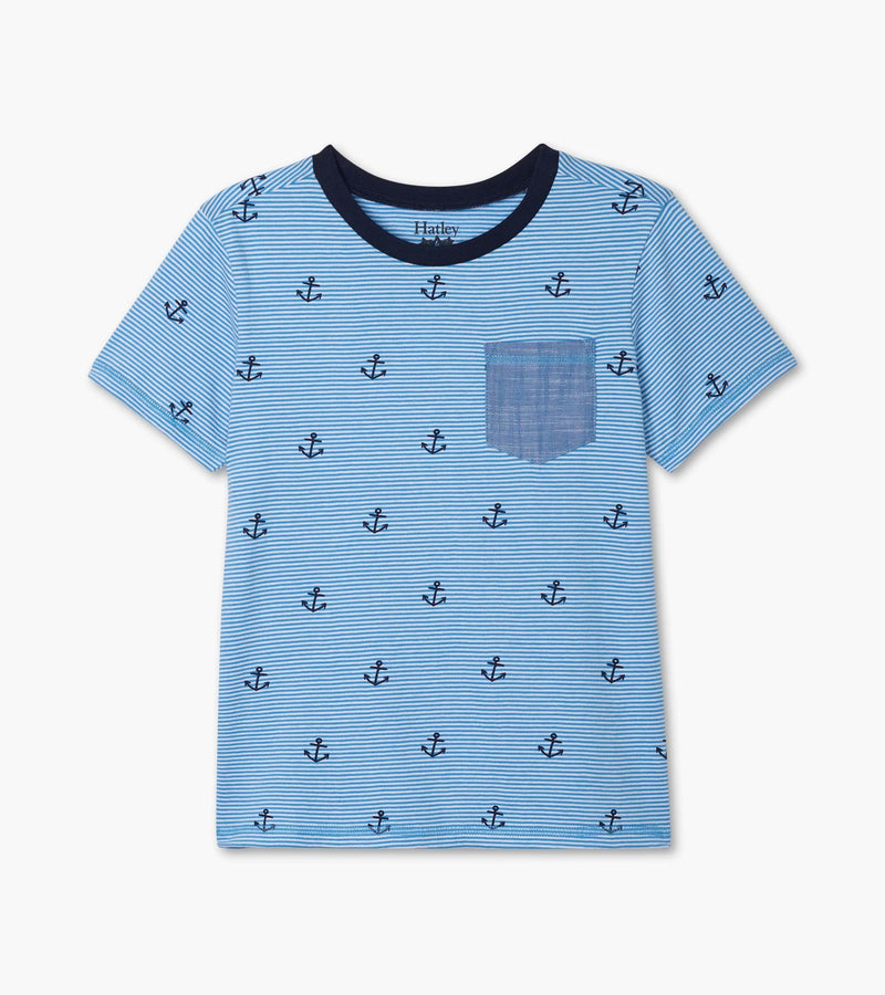 Hatley T Shirt - Blue Anchors Pocket-Mountain Baby