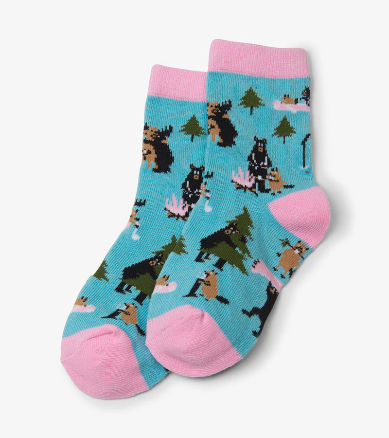 Little Blue House Kids Crew Sock - Life In The Wild Pink-Mountain Baby