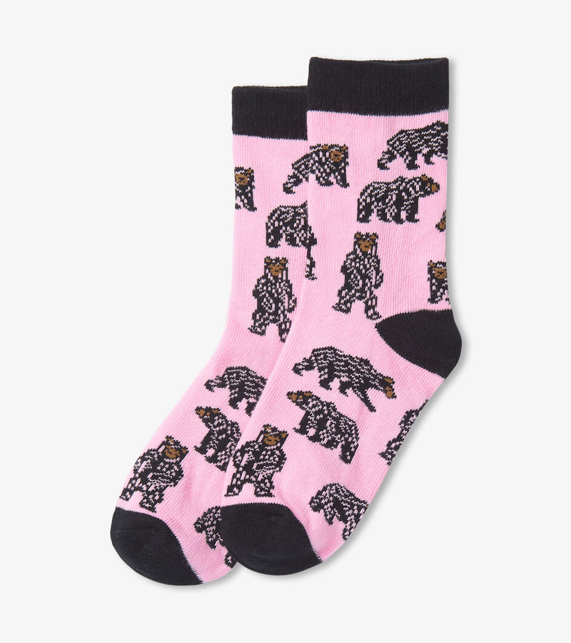 Little Blue House Kids Crew Sock - Wild Bears - Pink-Mountain Baby