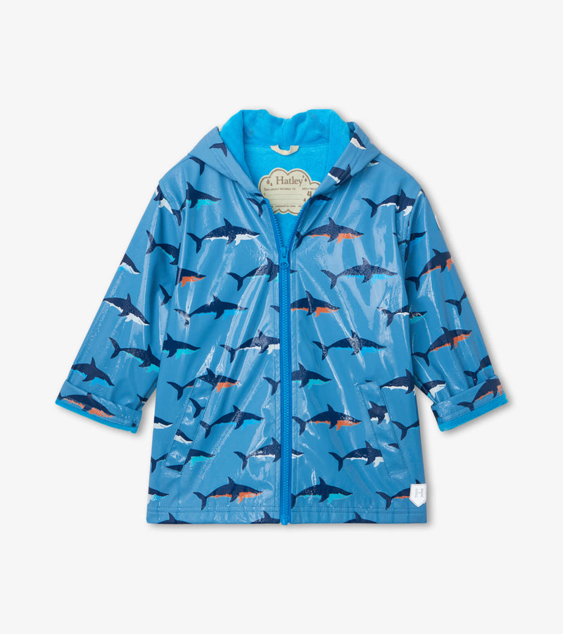 Hatley Splash Raincoat - Colour Changing - Swimming Sharks-Mountain Baby