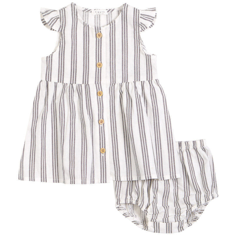 Petit Lem Dress Set 2pc - Asphalt Multi Stripe-Mountain Baby