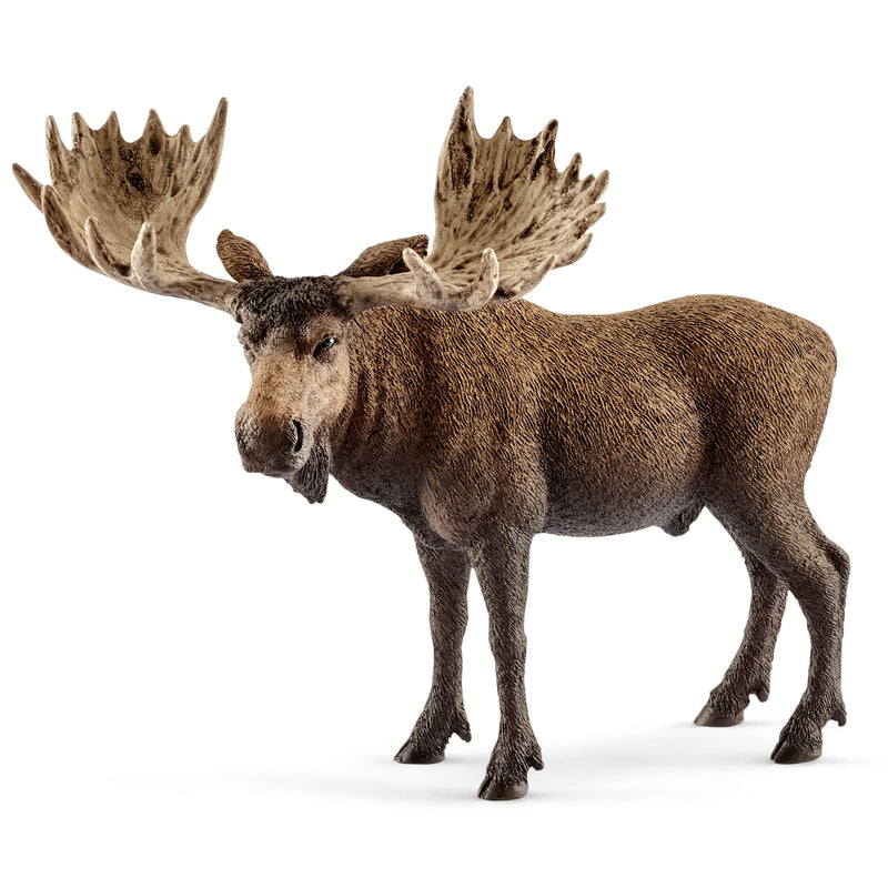 Schleich Animal Figurine - Moose Bull-Mountain Baby