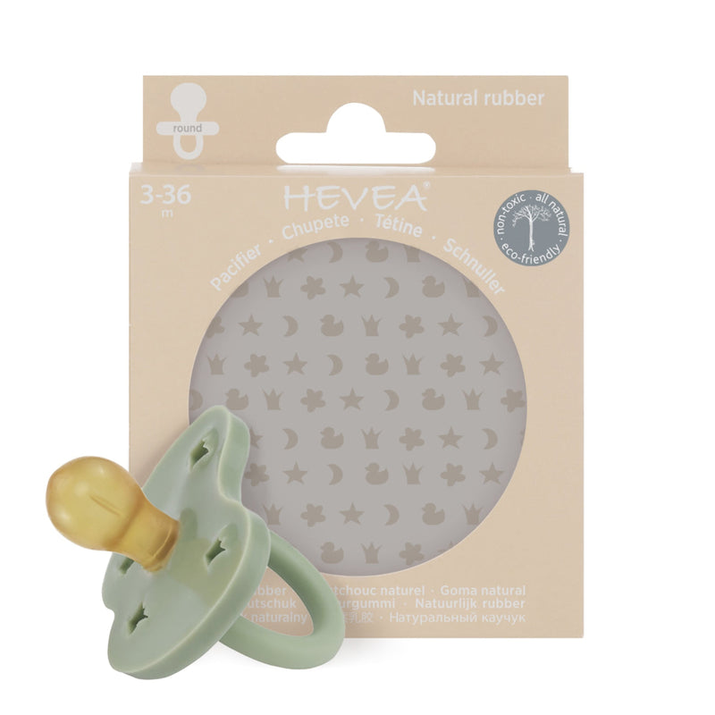 Hevea Soother Pacifier - Round - 3-36M - Moss Green-Mountain Baby