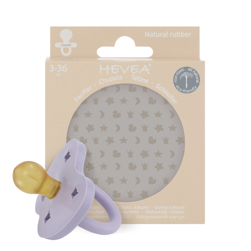 Hevea Soother Pacifier - Round - 3-36M - Dusty Violet-Mountain Baby